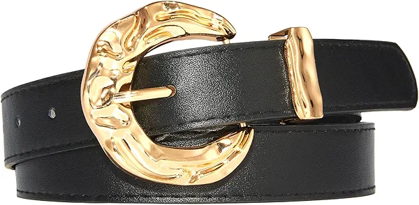 EONTISO Womens Leather Belts for Jeans Pants Dresses Fashion Casual Ladies Waist Belt with Gold Buckle