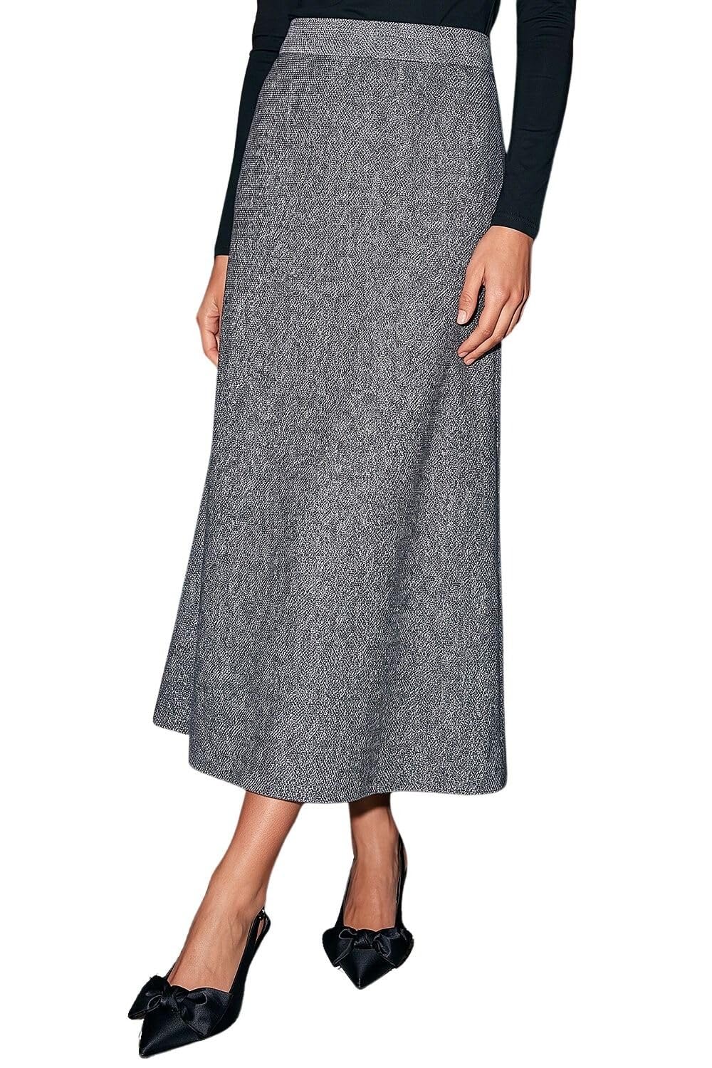 Roman Knitted Skirt for Women UK Ladies Midi Maxi Full Length Winter Autumn A-Line Swing Pull On Smart Casual Work Office Elasticated Waist Flattering Knit Knitwear