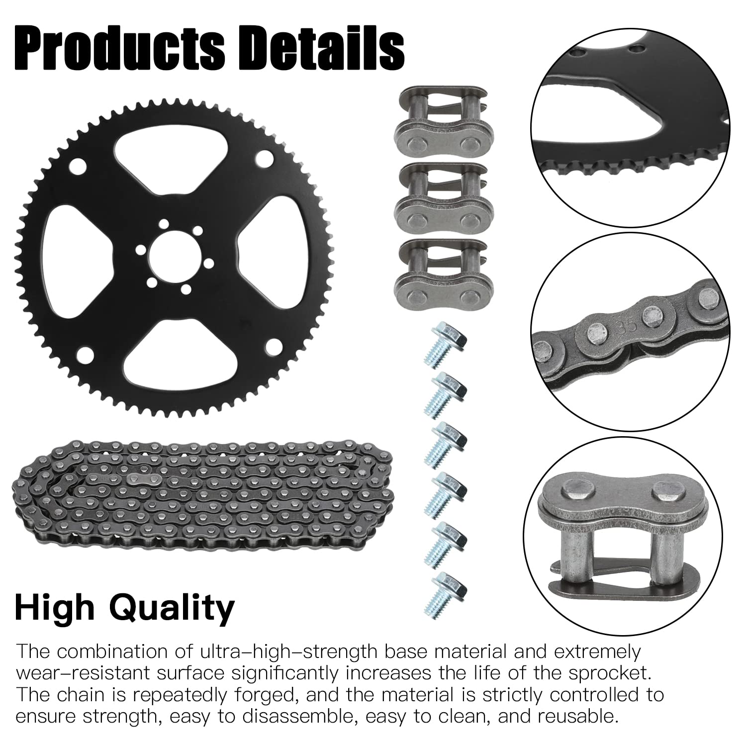 35 Chain Sprocket YOXUFA 65T Sprocket Chain Kit Fits Coleman