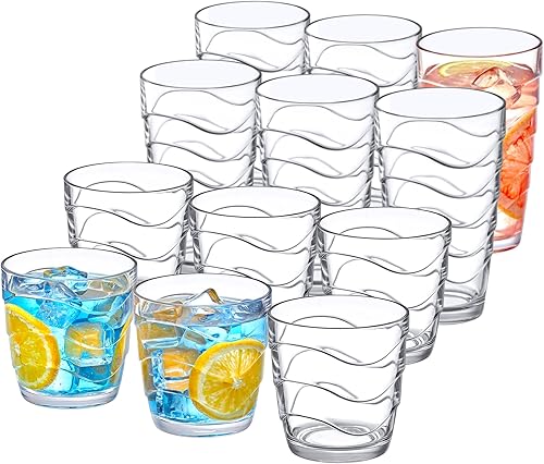 Amazing Abby - Wavely - Vasos de plástico de 20 onzas (juego de 8), vasos de plástico reutilizables totalmente transparentes, apilables, sin BPA, Amazing Abby - Wavely - Vasos de plástico de 20 onzas (juego de 8), vasos de plástico reutilizables totalmente transparentes, apilables, sin BPA,