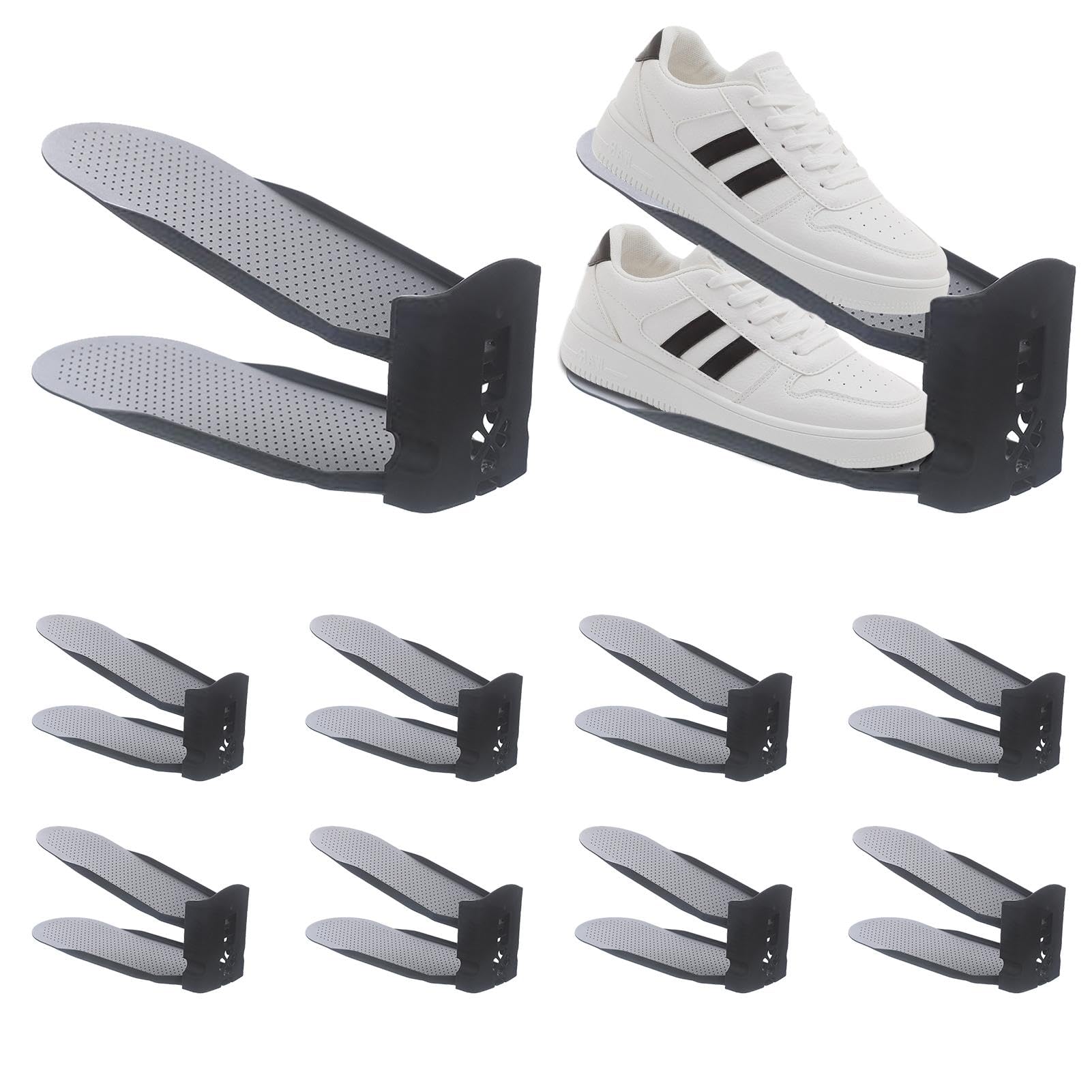 Organizer Per Scarpe Regolabile - 10 Pezzi Impilabili | Salvaspazio Per Armadio Con Base Antiscivolo - Foto 2