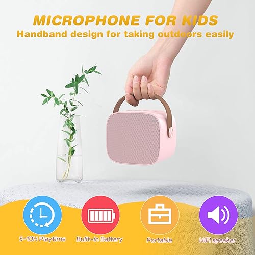 Miniatura 4 de MEGUO Mini máquina de karaoke, juguetes divertidos, regalos de cumpleaños de Navidad para niños de 4 a 12 años, niñas, niños, adultos, micrófono de