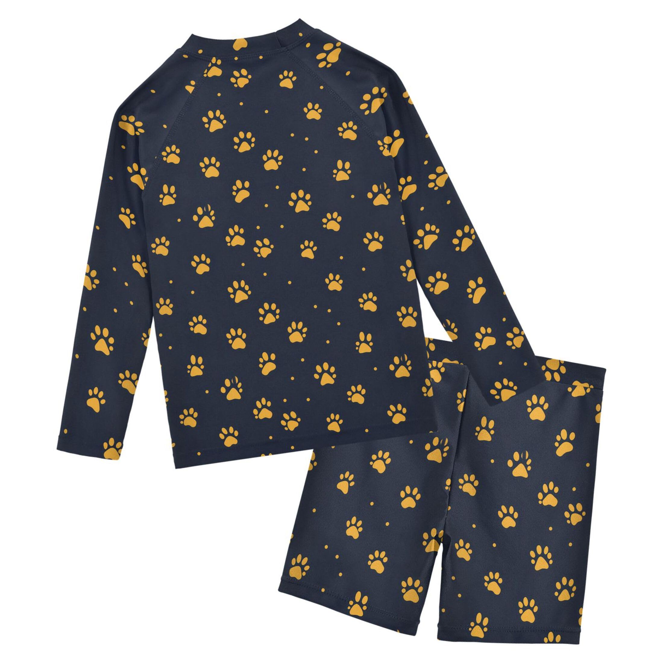 Dog Cat Claws Paw Print Baby Boys' Toddler Long Sleeved Rashguard Swim Bathing Suit Set B0404987