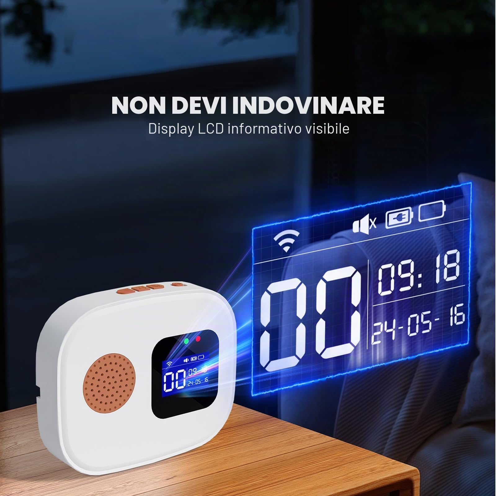 Pulsante di Chiamata di Emergenza per Anziani, Wi-Fi Sistema di Chiamata | Emergenza Intelligente, 6 SOS Pulsanti di Chiamata di Emergenza, 1 Ricevitore Display Digitale, Caregiver Pager per Pazienti