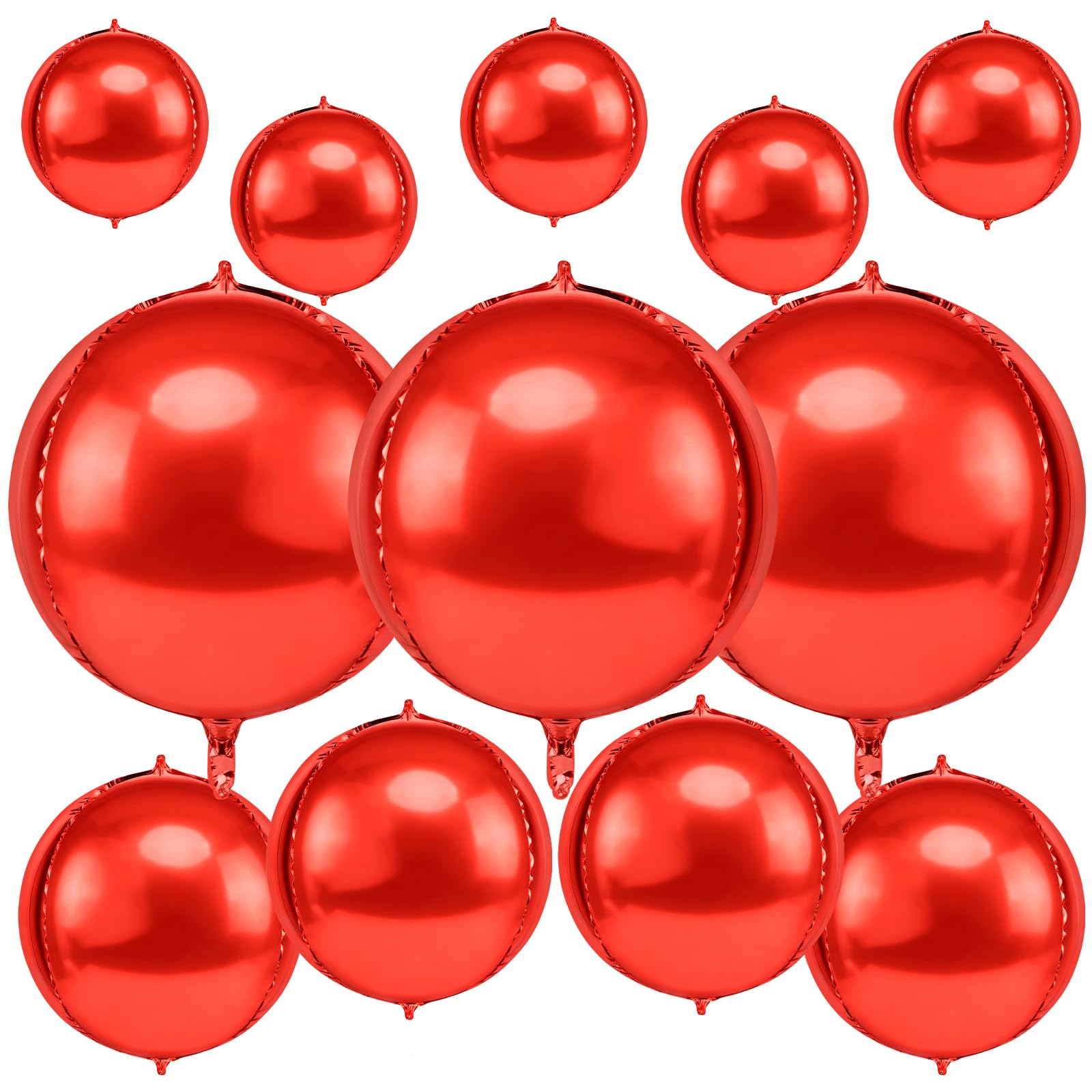 Alaoo Round Foil Balloons, 22" 15" 10" Balloons, Red Foil Balloon, Happy Birthday Balloon for Wedding, Party Decorations, Graduation, Anniversary Party Backdrop