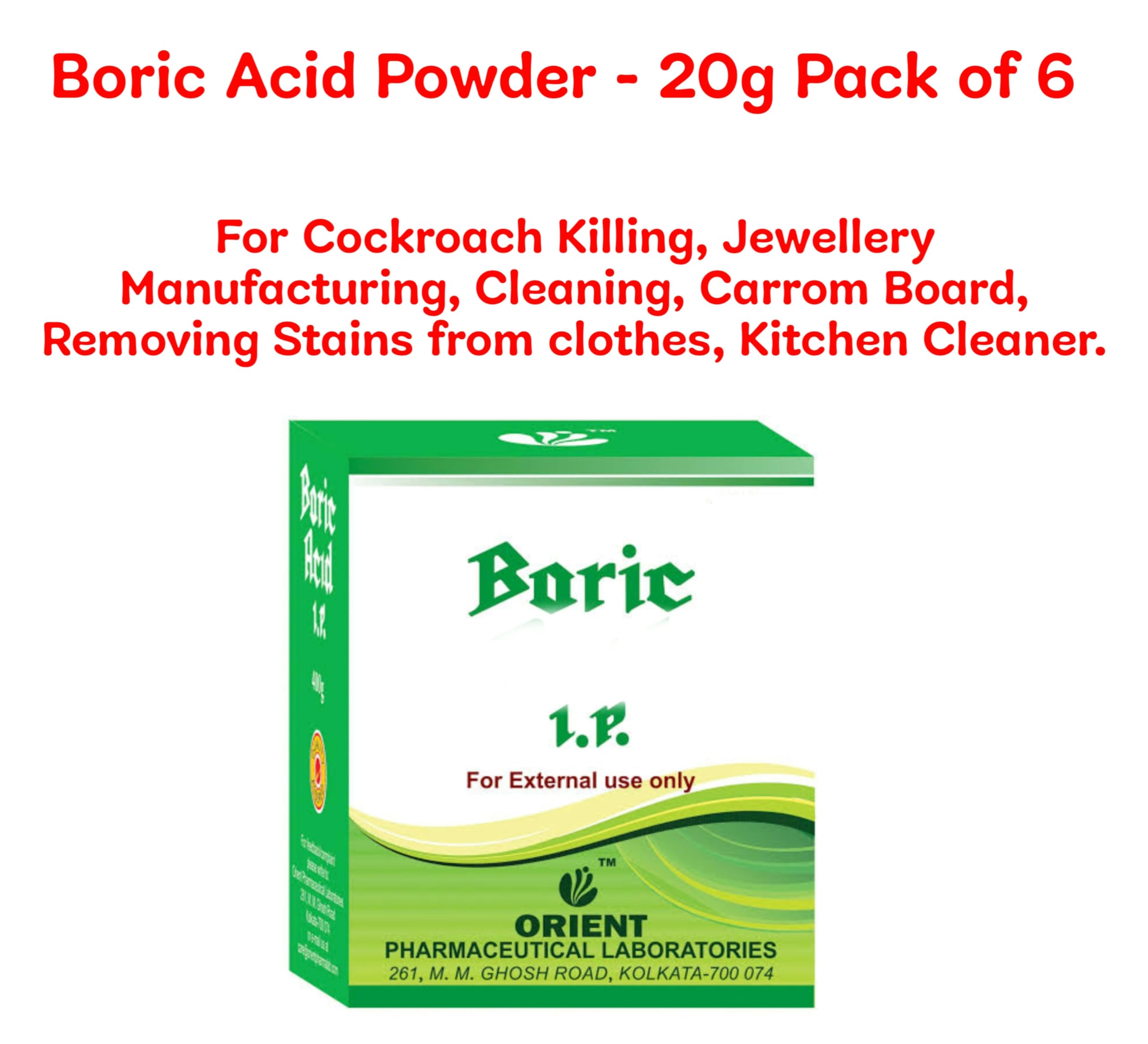 Boric Acid for All purpose Cleaner | Multi-Purpose Boric Acid Powder, 100% Pure, for Cockroaches, Carrom, Rice Preservation, Cleaning