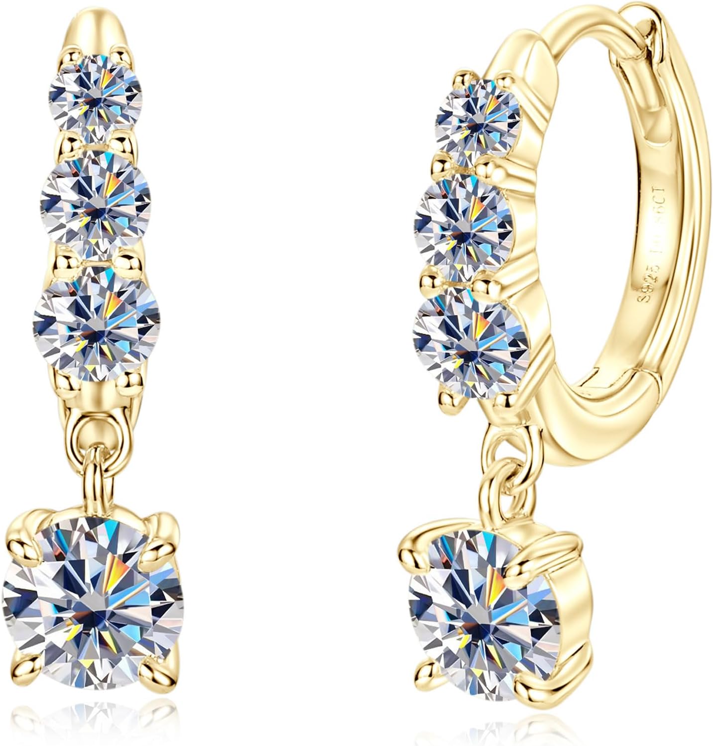 Moissanite Huggie Earrings for Women, Hypoallergenic Earring 925 Sterling Silver Dangle Earrings for Women Small Hoop Earrings Cartilage Earrings for Women Christmas Jewelry Gifts for Her