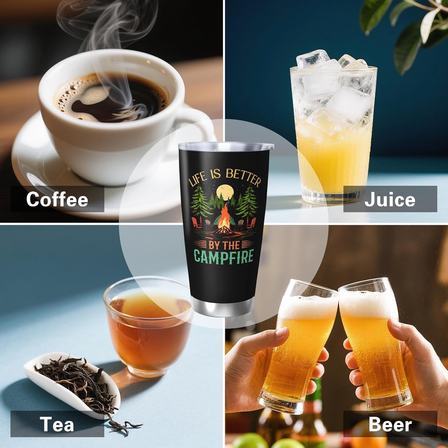 Camping Gifts for Men Women, Best Camp Coffee Mugs, Happy Camper Travel Mug, 20oz Coffee Tumbler, Camping Cup for Women Men - Image 4