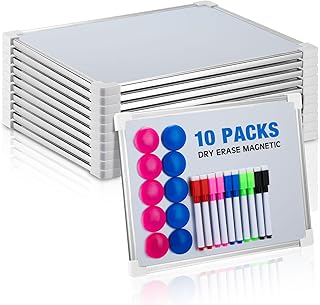 Fuutreo 10 Pcs Magnetic White Board Dry Erase 8.5 x 11 Inch Small Dry Erase Board with 10 Magnetic Markers 20 Magnets Fridge Hanging Whiteboard for Refrigerator Wall Home Office School Kids Students