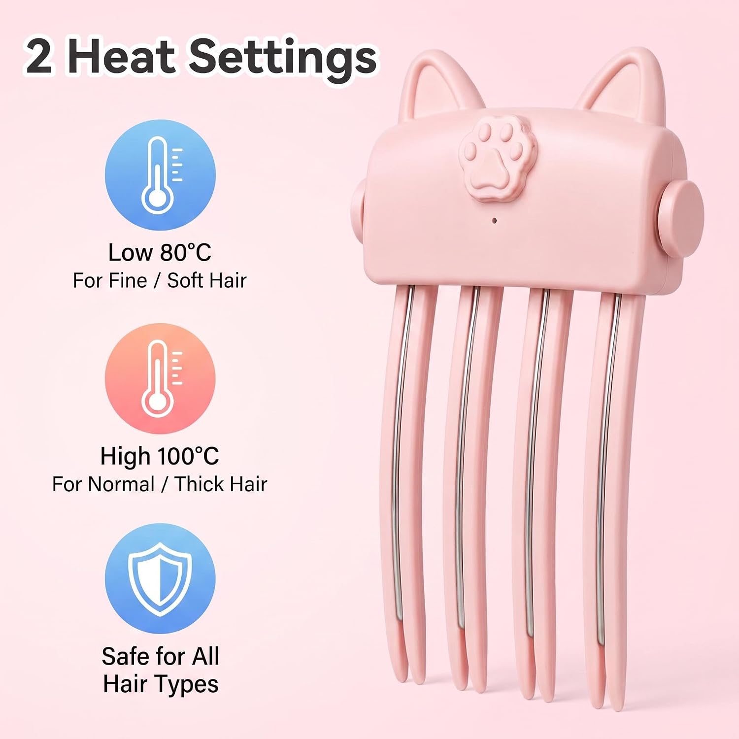 Heated Root Volumizer Clip, Hair Crown Lifting Styler Booster (Pink)