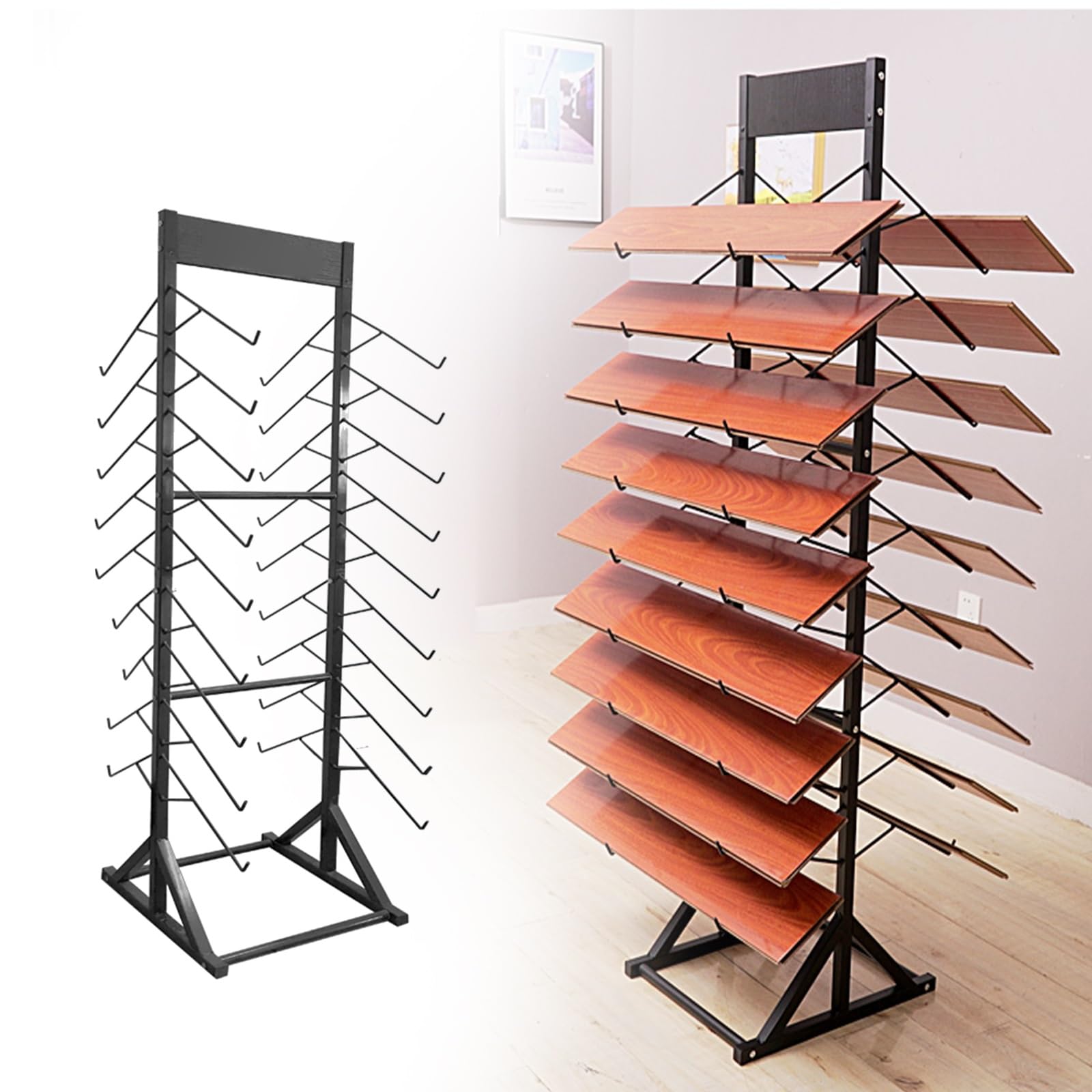 Présentoirs pour échantillons de parquets étroits pour carreaux de sol rigides