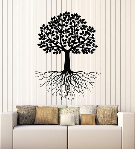 Vinilo adhesivo para pared, hojas, ramas de árbol, raíces, naturaleza, bosque, decoración grande (g7530), color negro