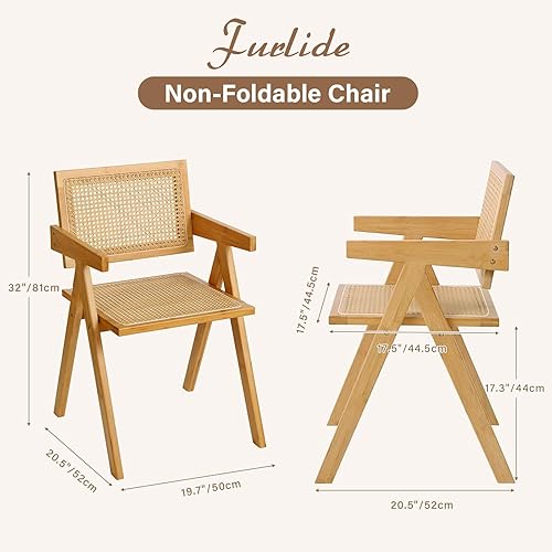 Miniatura 2 de Juego de 2 sillas de comedor de ratán, sillas modernas de acento de mediados de siglo, sillones cómodos, sillas de ratán para exteriores con