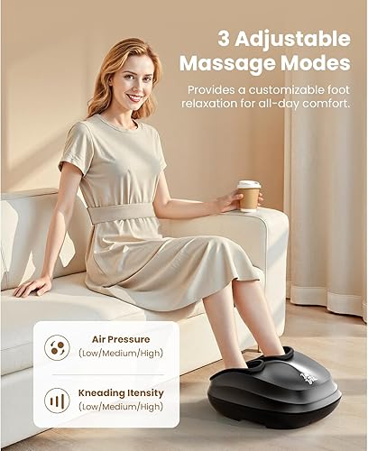 Miniatura 7 de BOB AND BRAD Masajeador de pies con calor, amasamiento profundo Shiatsu y compresión de aire para fascitis plantar, máquina masajeadora eléctrica de