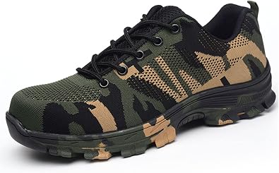 Tanleewa Steel Toe Safety Work Shoes for Men Breathable Industrial Sneakers Lightweight Camouflage Outdoor Work Shoes
