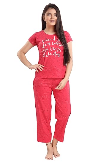 AV2 Girls Cotton Printed Night Suit Night Dress 6619