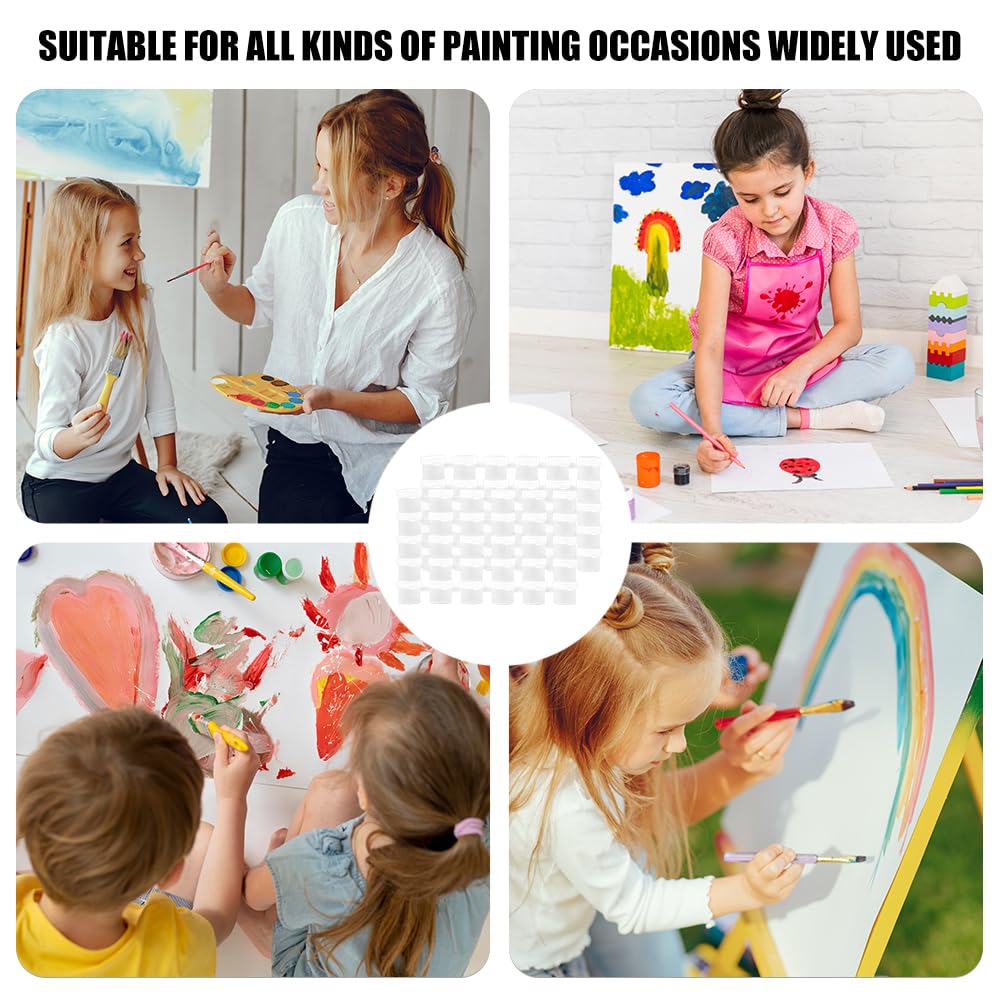 120 Botes de Pintura Vacíos 5ml Mini Tiras de Pintura Vacías Tazas de Pintura Vacias de Plástico Botes Pequeños de Pintura Transparentes con Tapa para Aulas Escuelas Pinturas (20 Tiras)