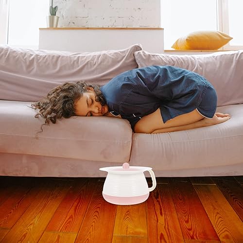 Vista 3 de Olla de cámara de plástico para orinales, cubo portátil para orina, orina nocturna, orinal con tapa, para el hogar, oficina, mujeres embarazadas