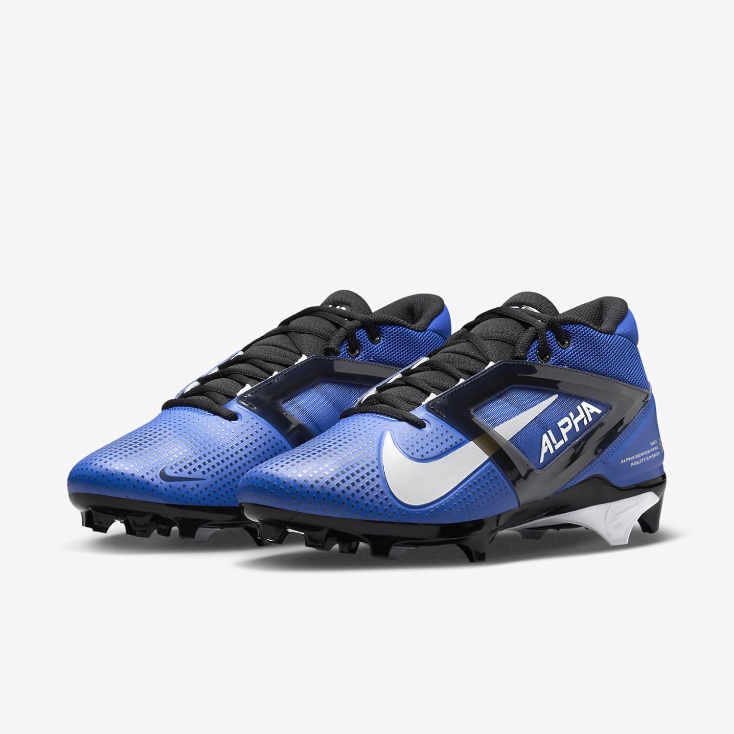 Nike Alpha Menace 4 Pro Football Cleats (FD7037-400, Hyper Royal/Metallic Silver/Midnight Navy/White) Size 17 - Image 5