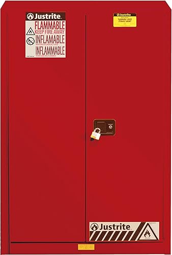 Miniatura 45 de Justrite Sure-Grip EX Gabinete de almacenamiento de líquidos inflamables, gabinete de fuego de acero reforzado de 60 galones para almacenamiento