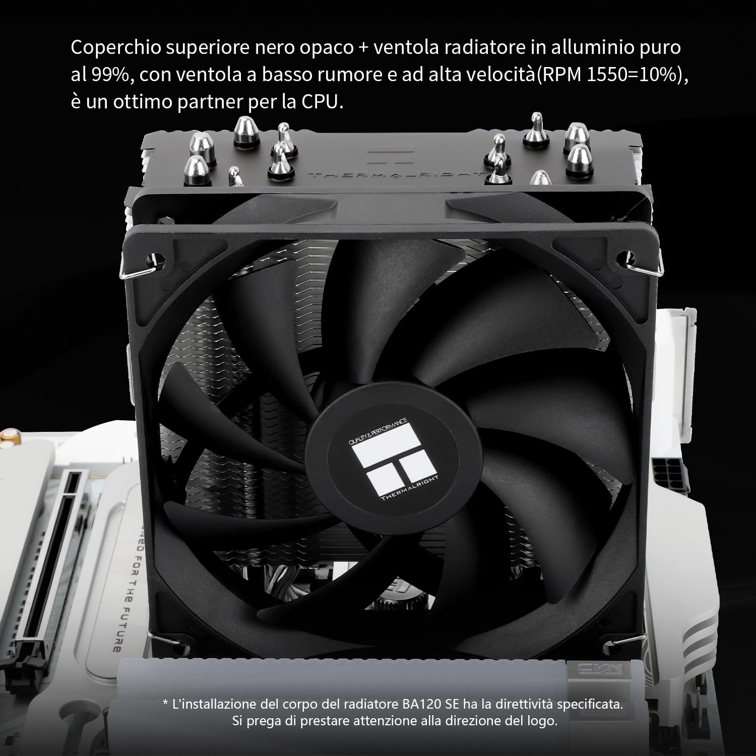 TR Burst Assassin 120 SE Refroidisseur CPU, hauteur 148mm, ventilateur PWM 120mm avec vitesse 1550RPM, 6 caloducs, pour Intel 1700/1851/1150/1151/1200, AM4/AM5, refroidissement PC, noir (BA120SE)