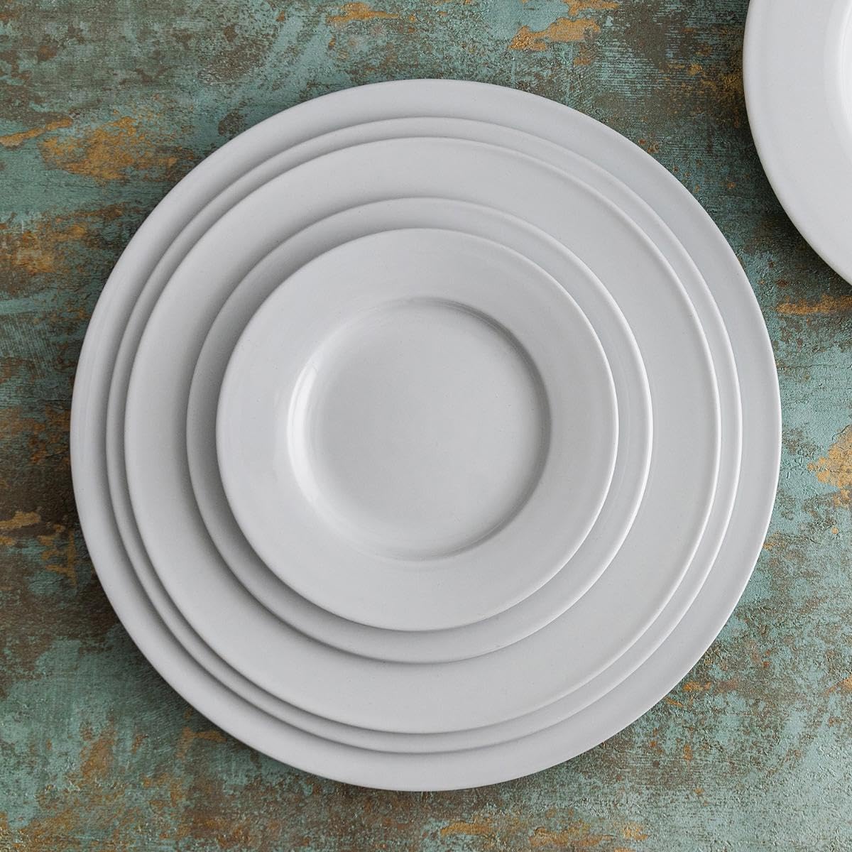 Bidasoa Vajilla de porcelana Glacial Ala Ancha 18 piezas para 6 personas | Blanco, diseño redondo, acabado brillo, apta para microondas