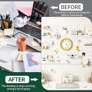 Pegboard Combination Kit, 4 Peg Board with 26 PCS Accessories White peg Boards for Walls Organizer Crafts Organization Ornaments Display