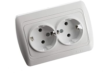 Combi Socket On One Socket Wall Outlet with 2-Way Rocker Alpine White