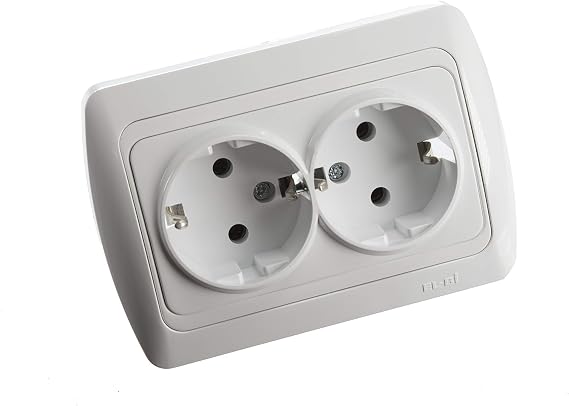 Combi Socket On One Socket Wall Outlet with 2-Way Rocker Alpine White