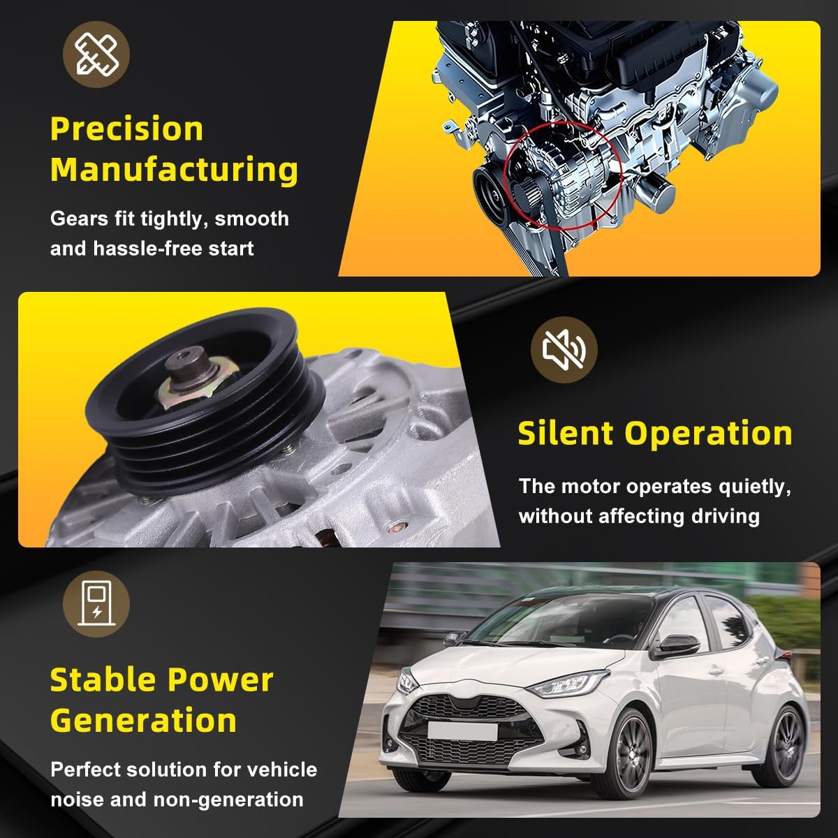 New Alternator Replacement for Toyota for Sienna V6 3.0L 1998 1999 2000 2001 2002 2003 High Output Car Electric Alternators Replace 27060-0A040 27060-0A040-84 27060-20090