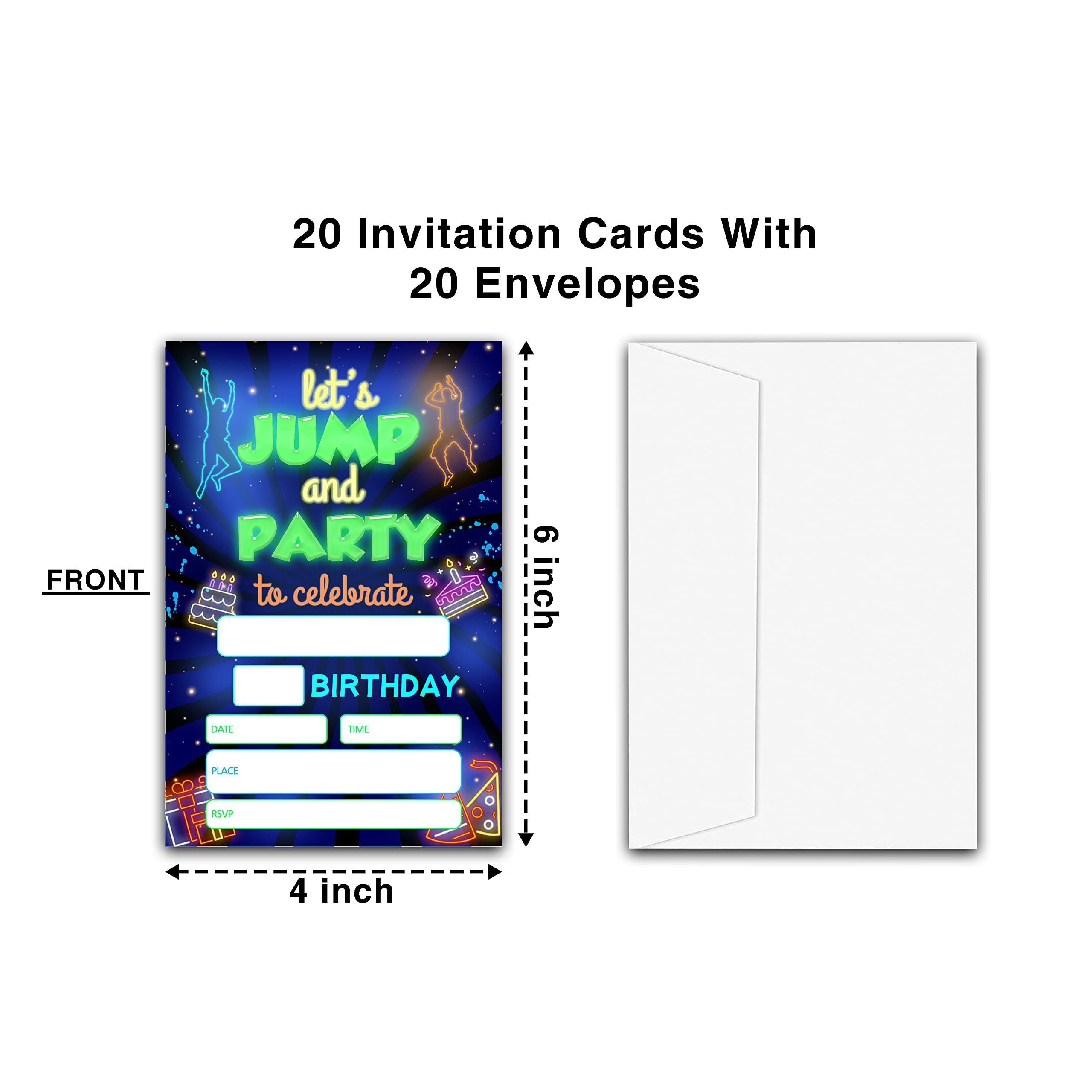 ONDTOM Jump Trampoline Birthday Party Invitations With Envelopes(4