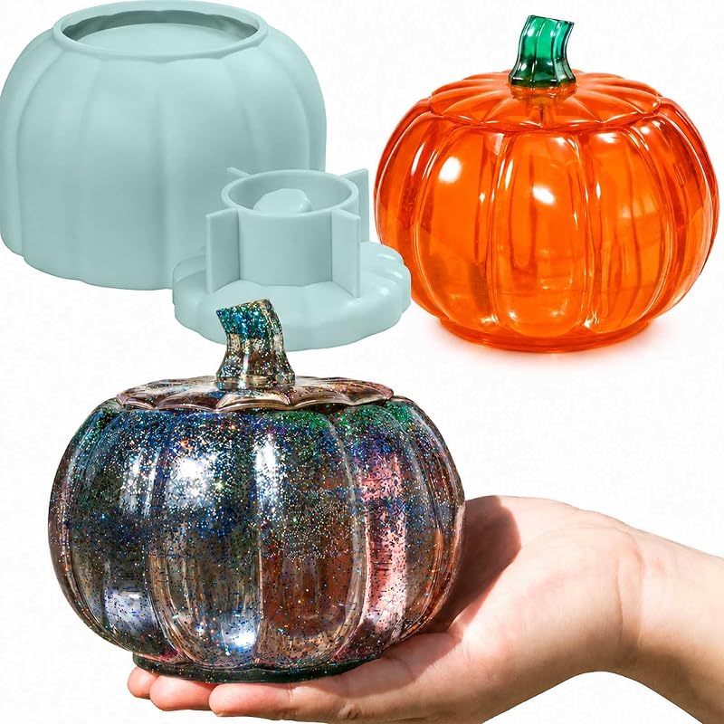 Molde de resina de tarro de calabaza grande de 5 pulgadas, molde de tarro de resina epoxi de Halloween, moldes de silicona de calabaza, otoño, decoración de Halloween, contenedor de baratijas de joyería, decoración de Navidad