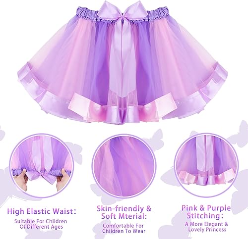 Miniatura 5 de Yotako Disfraz de hada para niñas, disfraz de princesa de hadas con alas de mariposa, tutú, varita mágica, diadema, horquilla, disfraz de mariposa