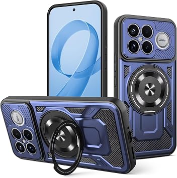 Ultra Armor Case for Xiaomi Poco F8 Ultra, Military Grade TPU+PC Shockproof Cover, with [Camera Protection] 360 Degree Ring Kickstand - Blue