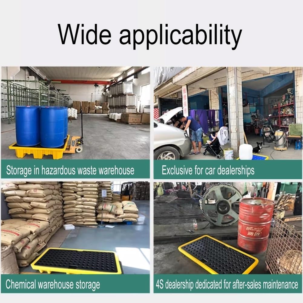 zktoermn Plataforma Modular Industrial Antiderrames, Bandeja De Contención De Derrames con Drenaje, Bandeja Apilable Anti-Polietileno(655x360x120mm)