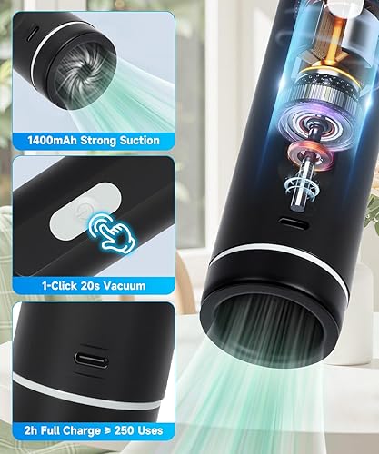 Miniatura 6 de Sellador al vacío de mano para alimentos, máquina selladora al vacío compacta con 30 bolsas de vacío reutilizables, kit portátil inalámbrico para