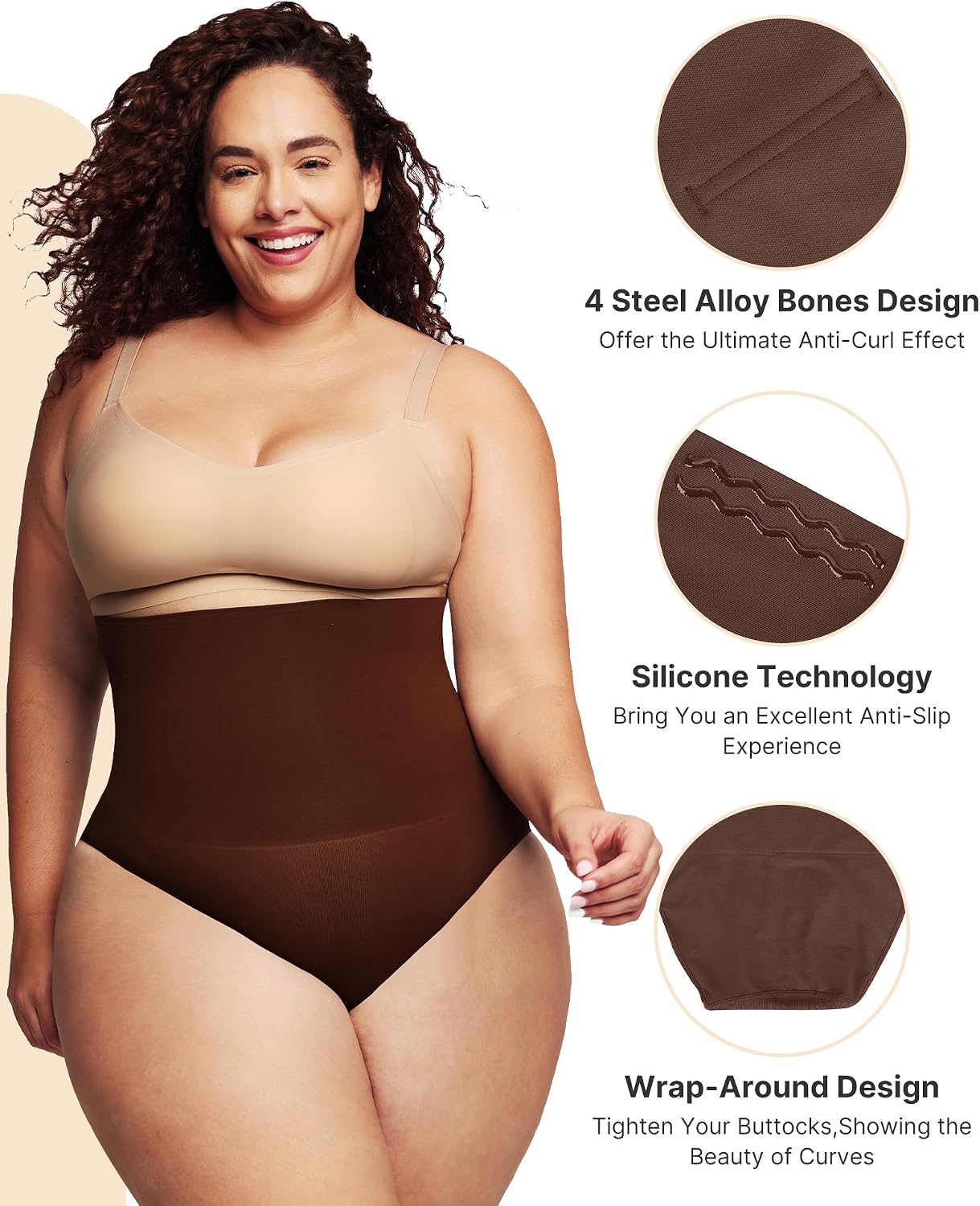 SHAPELLX Women's Underwear Spandex High Waisted Briefs Stretch Full Coverage Tummy Control Panties