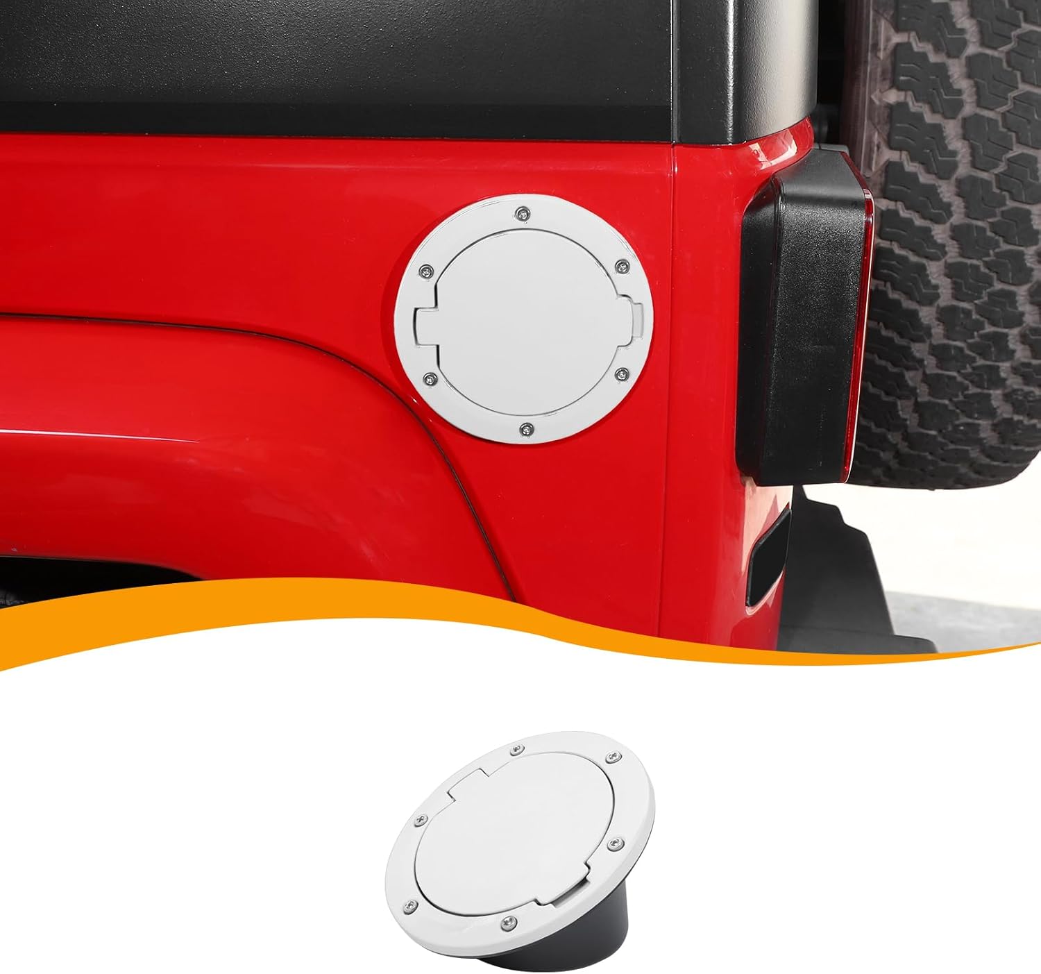 Hoolcar For JK Fuel Filler Door Gas Tank Cap Cover Compatible with Jeep Wrangler JK JKU 2007-2017, Exterior Accessories, White