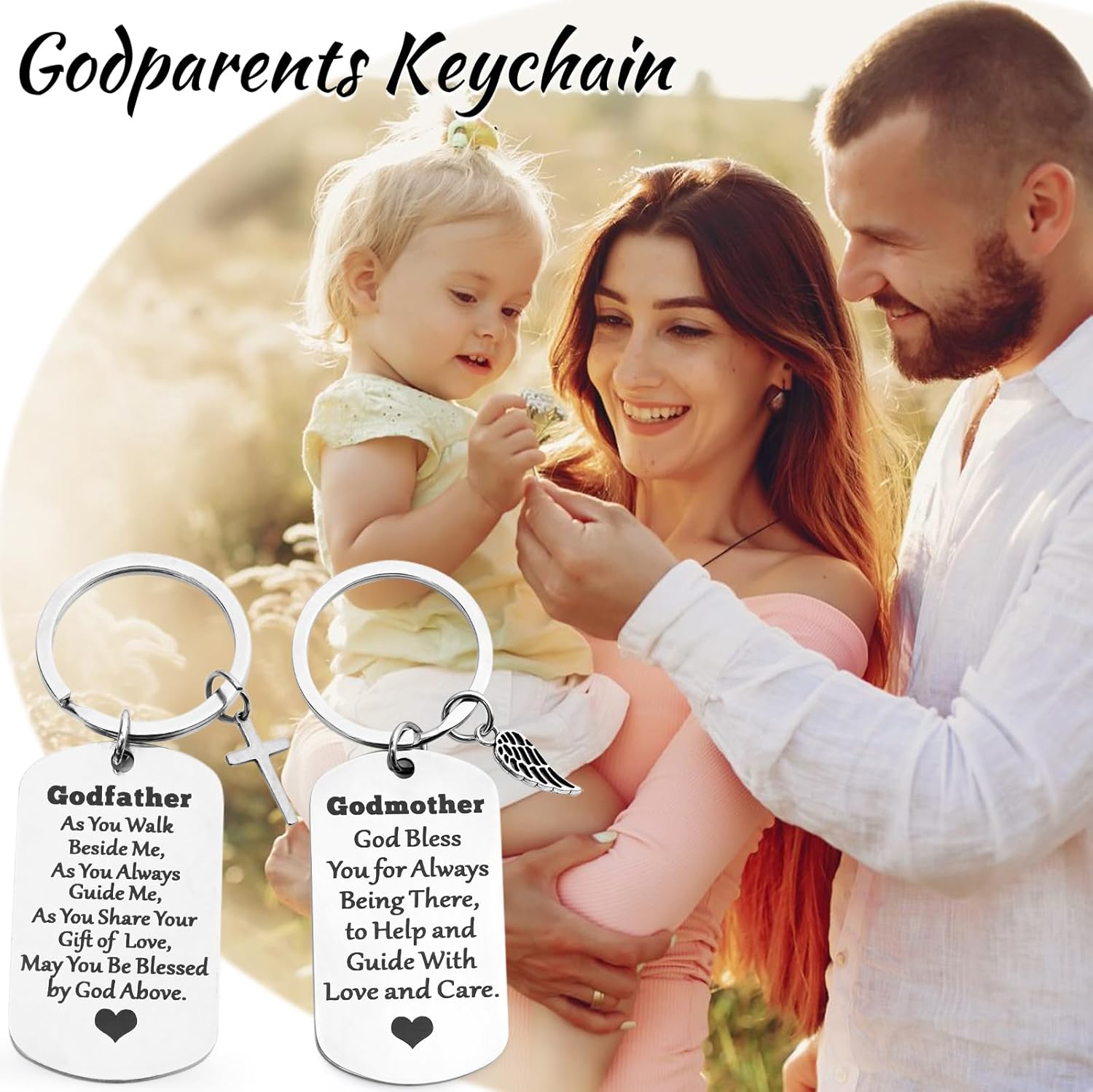 LiqCool Godparents Proposal Gift, Godmother & Godfather 20Oz Tumbler with Keychain & Gift Box Set, Baptism & Christmas(Black & Rose Gold) - Image 5