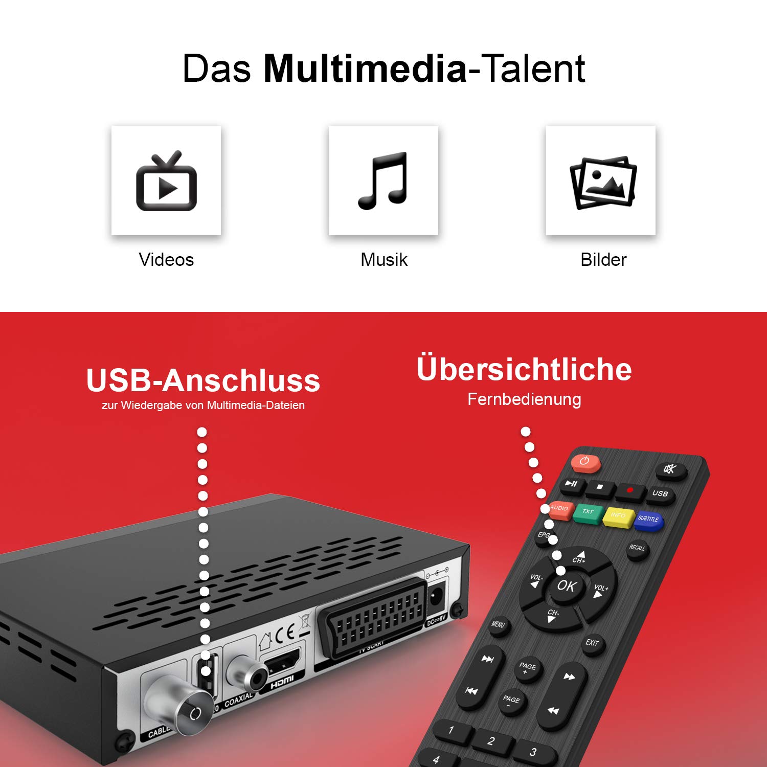 sky vision DVB C Kabel Receiver 210 C-HD - HD Receiver für Kabel TV, DVB C Receiver für HDTV, Digital Receiver für Kabel, HDTV Receiver Kabel für Full HD TV und Radio