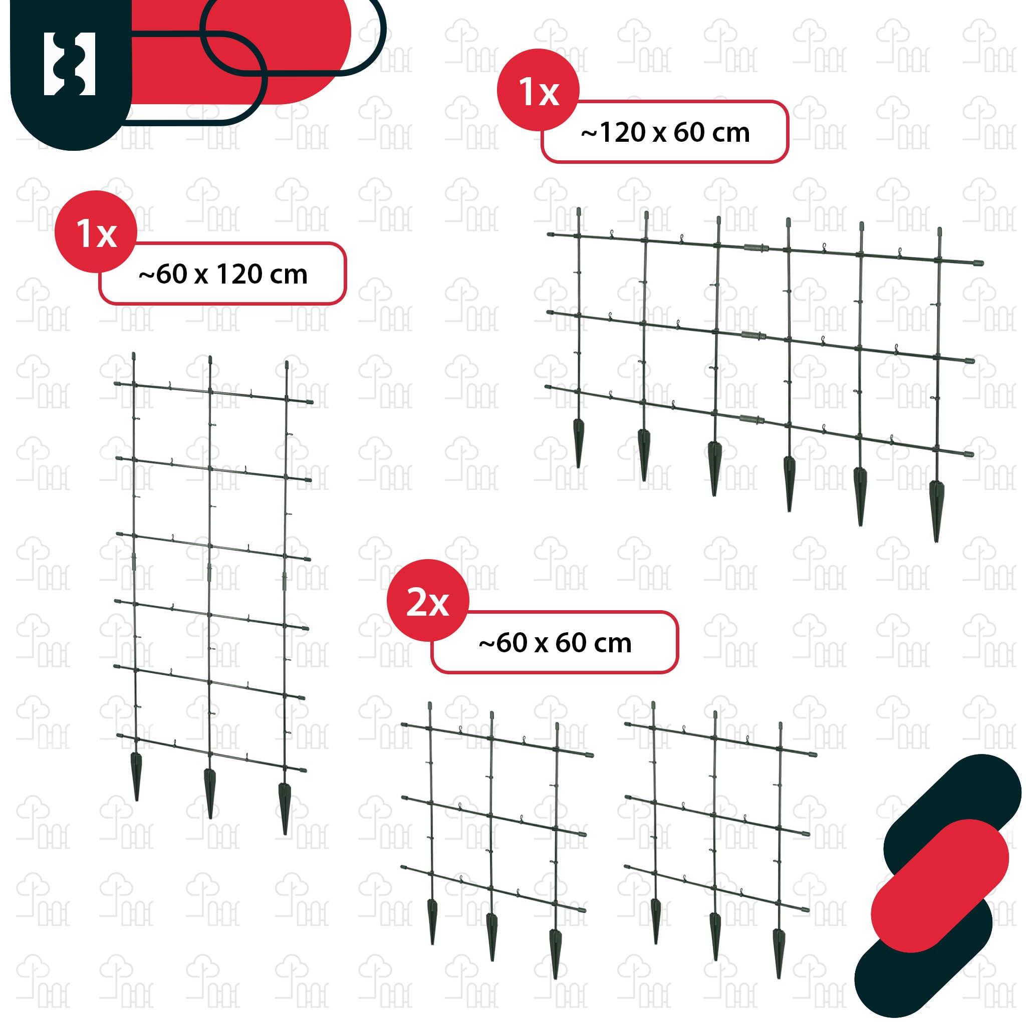 KOTARBAU® Traliccio per Rampicanti da Esterno, Tutori Pomodori 60 x 120 cm
