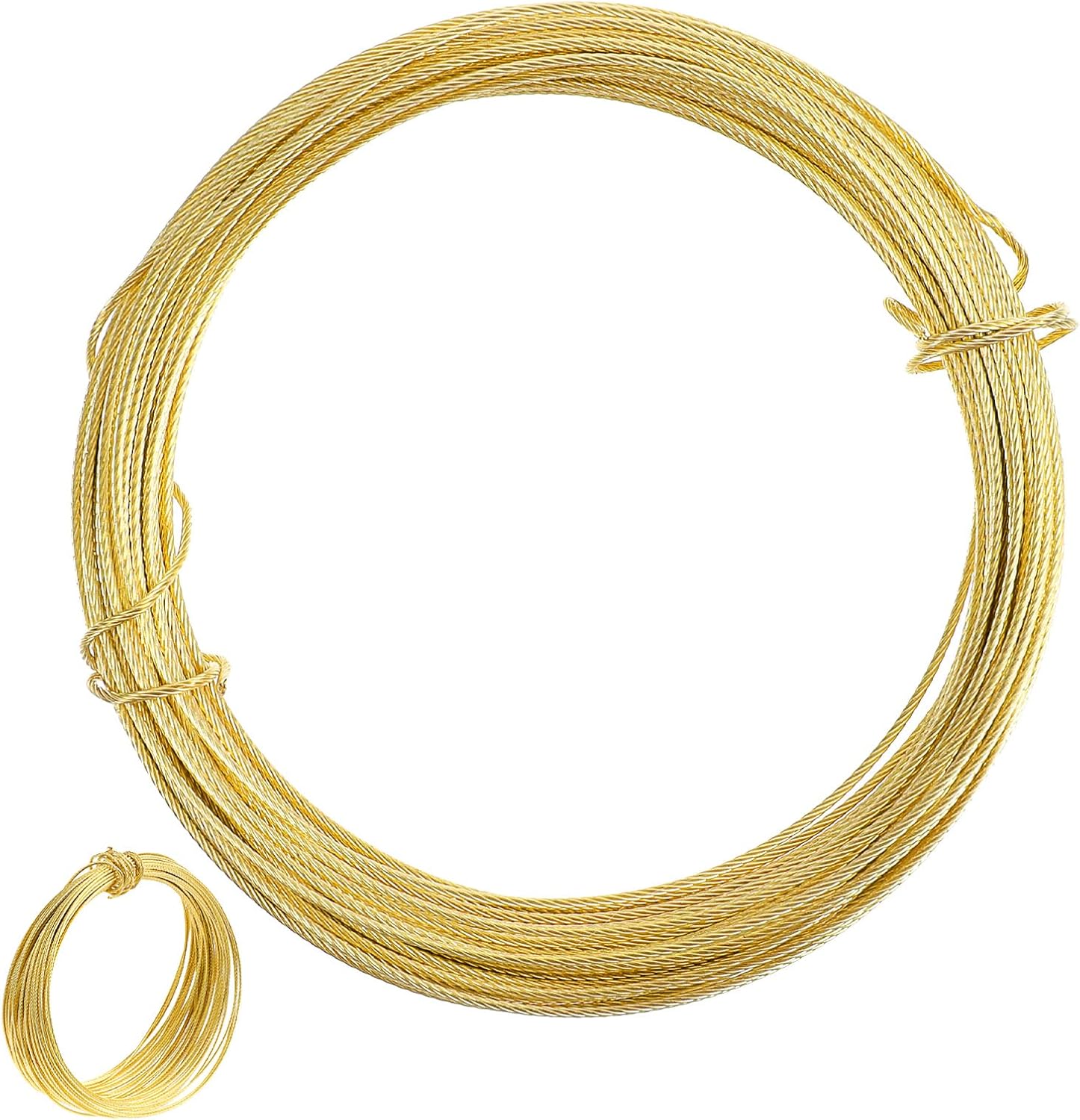 32.5 Feet Picture Hanging Wire, Gold Wire Braces Wire Gold Floral Picture Frame Wire, Picture Wire Hanging Kit For Photo Frame Picture, Holiday Decor, Crafts, Mirror Supports Up To 35lbs(Golden)