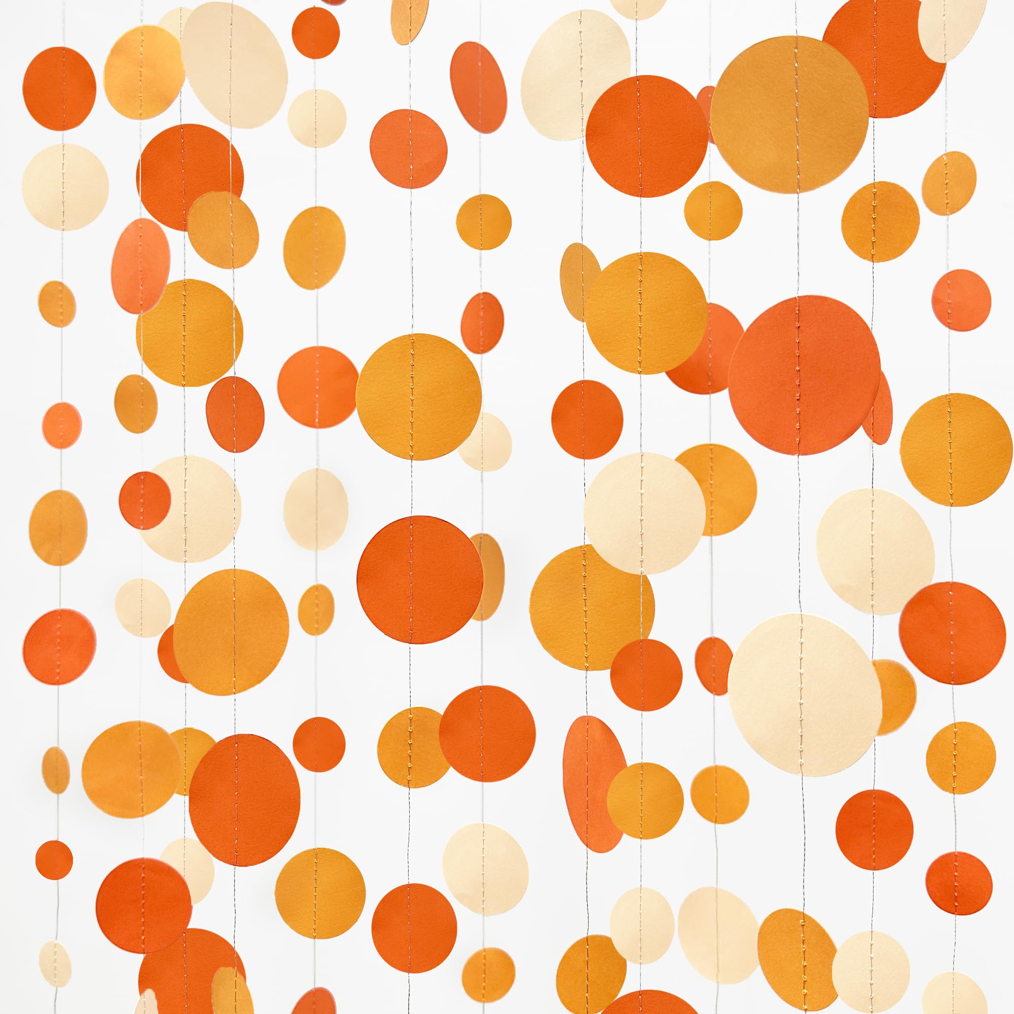 Orange Circle Dots Garland Gradient Polka Dot Hanging Paper Streamer for Wedding Bridal Shower Birthday Engagement Fall Autumn Harvest Thanksgiving Citrus Party Decorations Supplies
