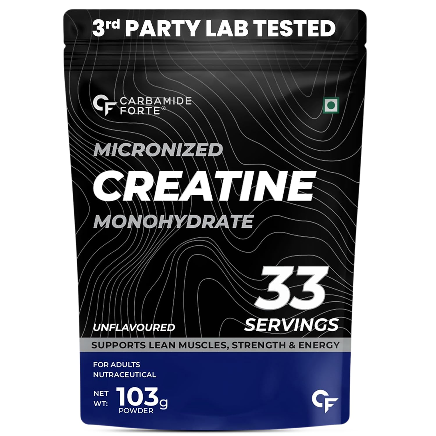 Carbamide Forte Monohydrate Creatine Powder | Micronized Monohydrate 103gm | Creatine Monohydrate Supplement for Lean Muscle, Strength & Energy - Unflavoured - 33 Servings - 103g