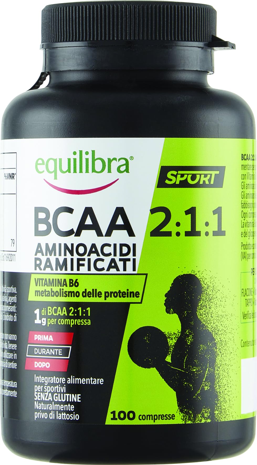 Equilibra Integratori Alimentari, Aminoacidi Ramificati, Integratore per Sportivi, a Base di Aminoacidi a Catena Ramificata (BCAA), con Vitamina B6, 100 Compresse