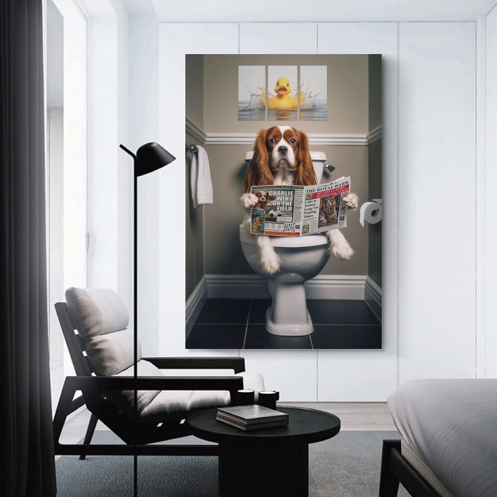 Junmoney Canvas Wall Picture Cavalier King Charles, 16x24inch(40x60cm), for Home Lounge, Bedroom Or Reading Nook, A Home Accent with Warm Character