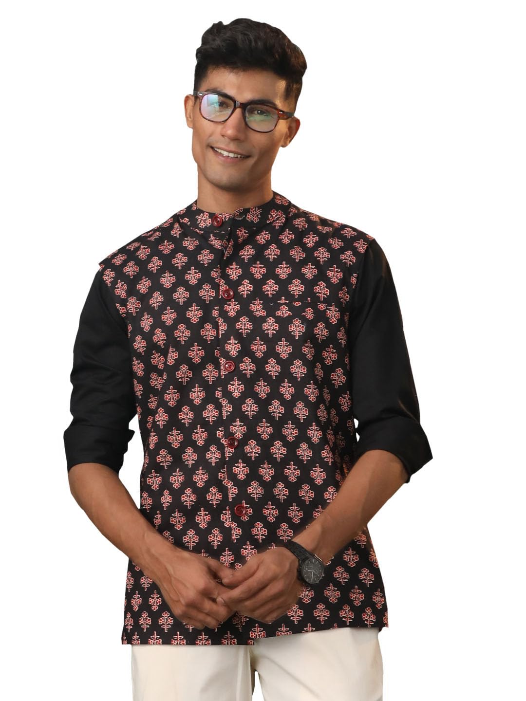 vastramay Men's Cotton Nehru Jacket I Allover Printed Jacket Regular Nehru Jacket I Fastive Party Wedding Neharu Jackets-picture-50