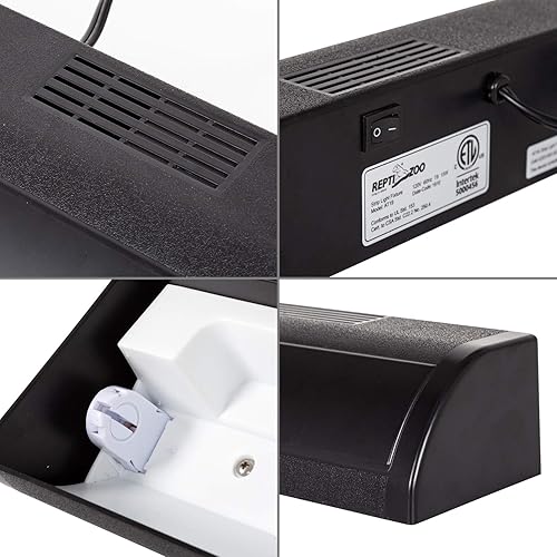 Miniatura 6 de REPTI ZOO Tira de luz T8 con capucha de terrario de reptil, desierto tropical, para uso con una bombilla UVB de 18 pulgadas, 15 vatios (no