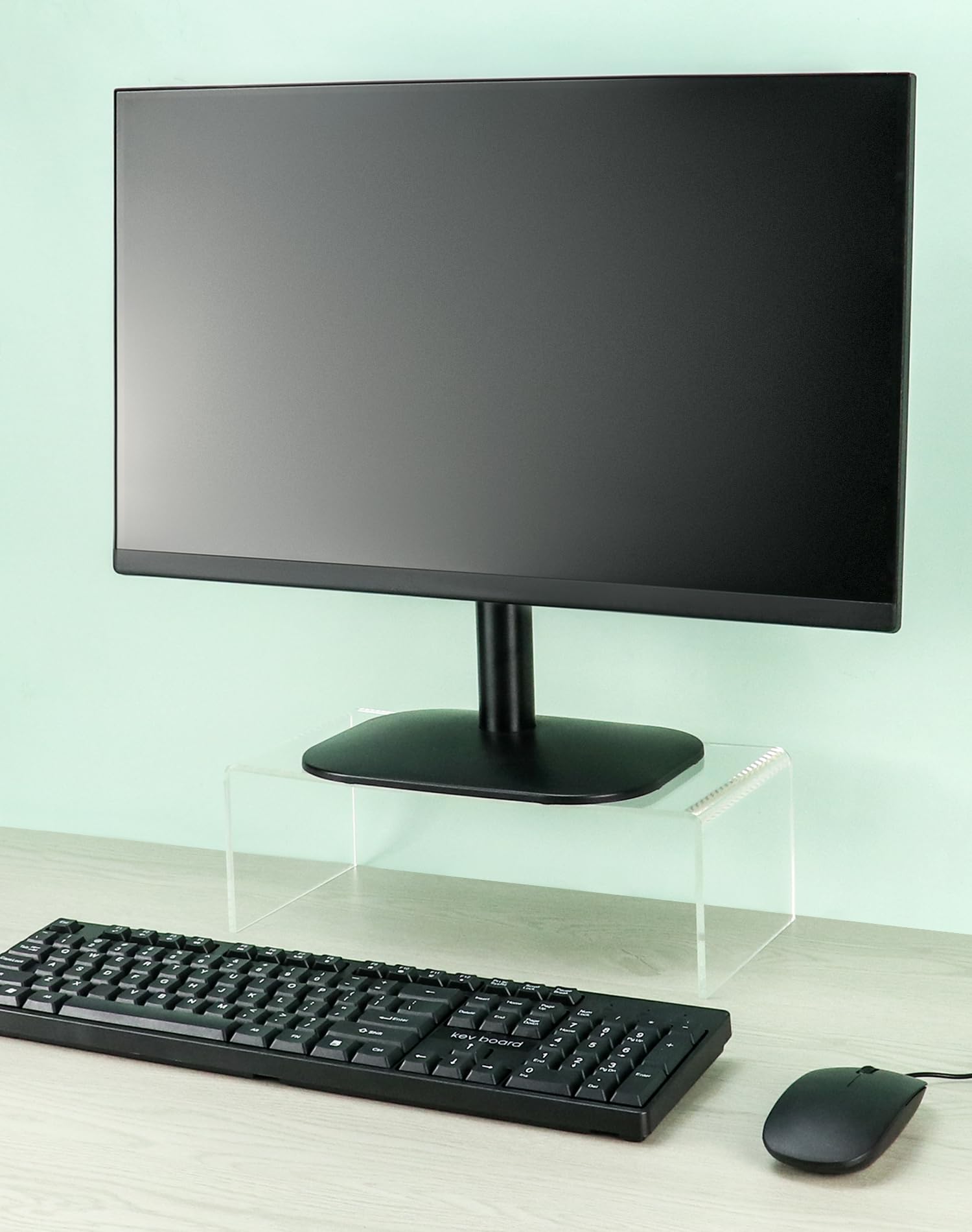 QWORK® Stojak na monitor, akrylowa podstawka pod ekran, akrylowe półki, 30 x 15 x 10 cm, do monitora PC, laptopa