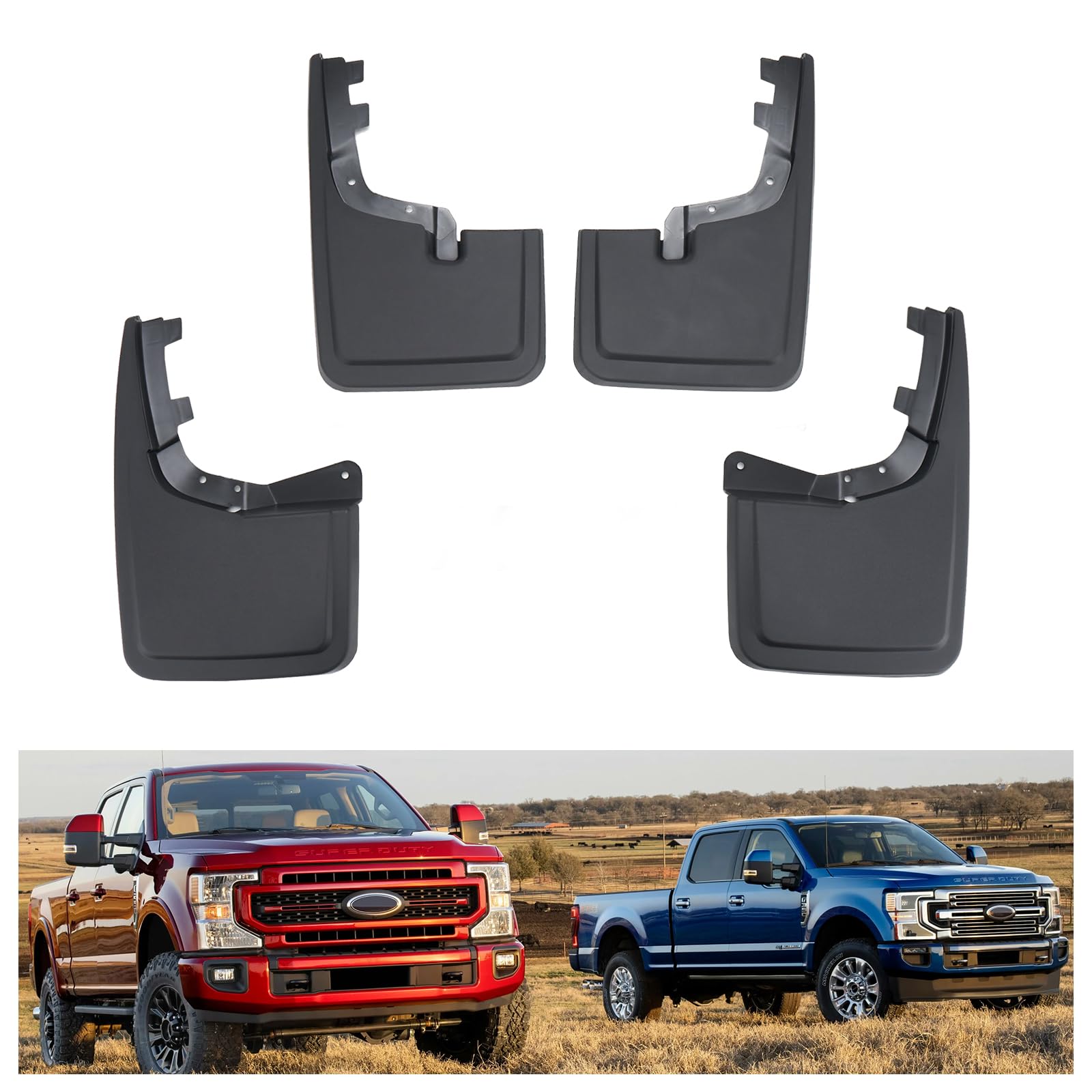 Kiwi Master No Drill Mud Flaps for 2021-2026 Ford F-150 Without Fender | OEM Replacement # ML3Z-16A550-AA, ML3Z-16A550-BA, Heavy Duty Mud Guards, Front &amp; Rear Splash Guards, 4 Pcs Set